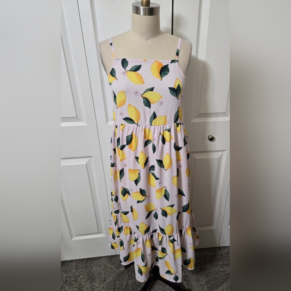 H&M Pink Lemon Dress, Girls 16, Adjustable Strsps, Excellent Condition